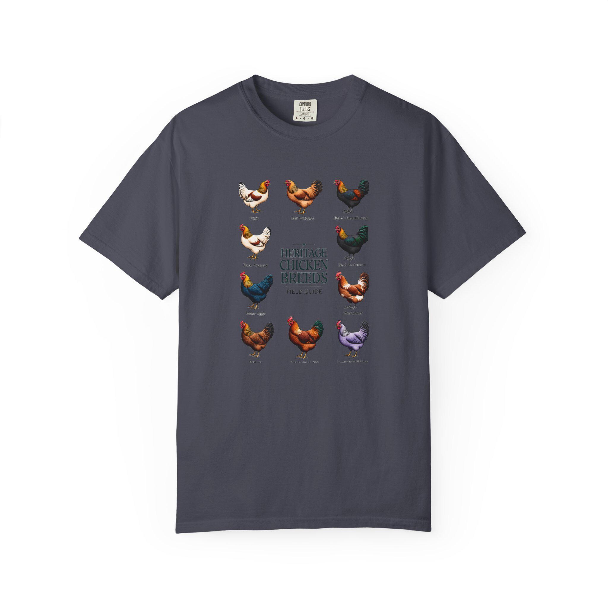 Heritage Chicken Breeds Field Guide Shirt | Backyard Chicken Keeper Gift | Vibrant Hen Breed Chart Tee | Comfort Colors Farm