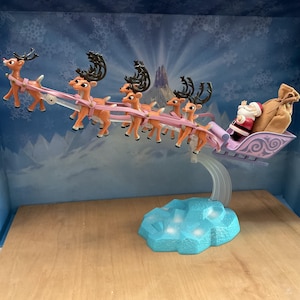 Vintage Rudolph the Red-Nosed Reindeer Santa Sleigh and Team