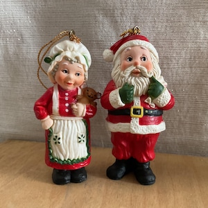 Vintage Santa and Mrs. Claus Christmas Ornament Rare