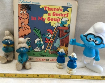 Vintage Smurf  Figures and Record Lot