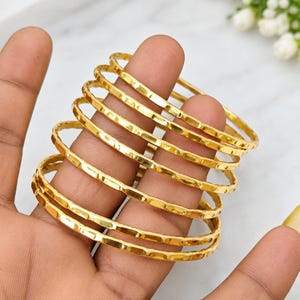 Gold Plated Sterling Silver Geometric Bangle Bracelet, Minimalist Stackable Jewelry