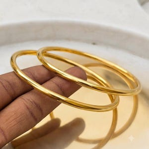 Hallmarked 18k Solid Gold Bangle Set, High Polish Stackable Wrist Jewelry