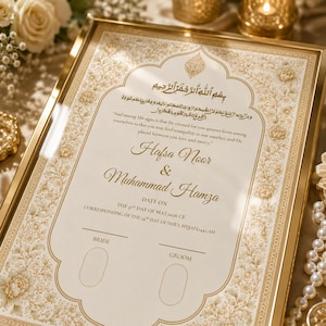 Nikkah Certificate, Luxury Nikah Nama, Persian Floral Islamic Wedding, Muslim Wedding Contract, Editable Document, Digital Download