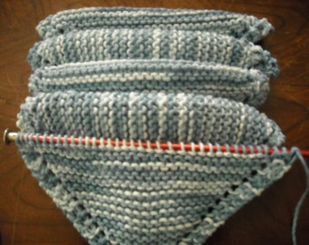 Hand Knit - Wash Cloths - set of 5 in Cotton - Small - 6 1/2" - Variegated Blues - BL01