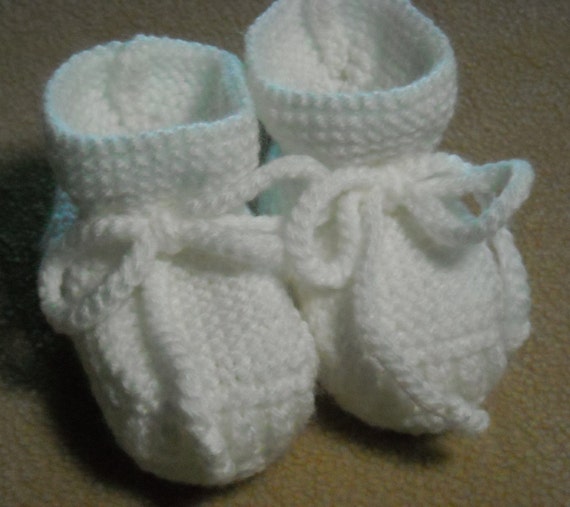 White Baby Booties Hand Knit | Etsy