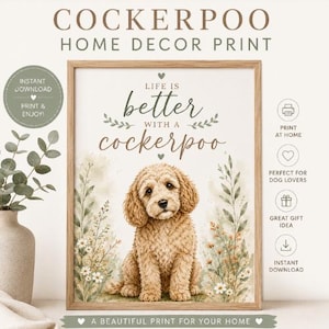 Cockerpoo heminredningstryck | Hundälskare-present (digital nedladdning)