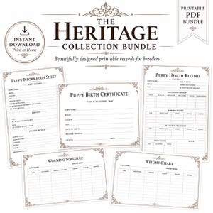 Heritage Puppy Records Bundle | Printable Breeder PDF (Instant Download)