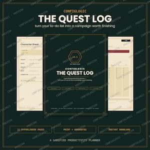 Digitale planner met spelelementen | Productiviteitslogboek voor RPG-avonturen (GoodNotes PDF)
