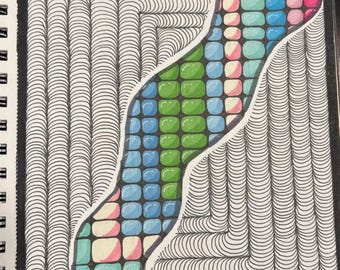 Abstract Marker Art Print: Colorful Geometric Design on Mixed Media Paper