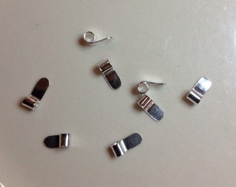 Small Sterling Silver, Glue-on Scroll Bails, 925 silver, Tube Bails, Free Postage!