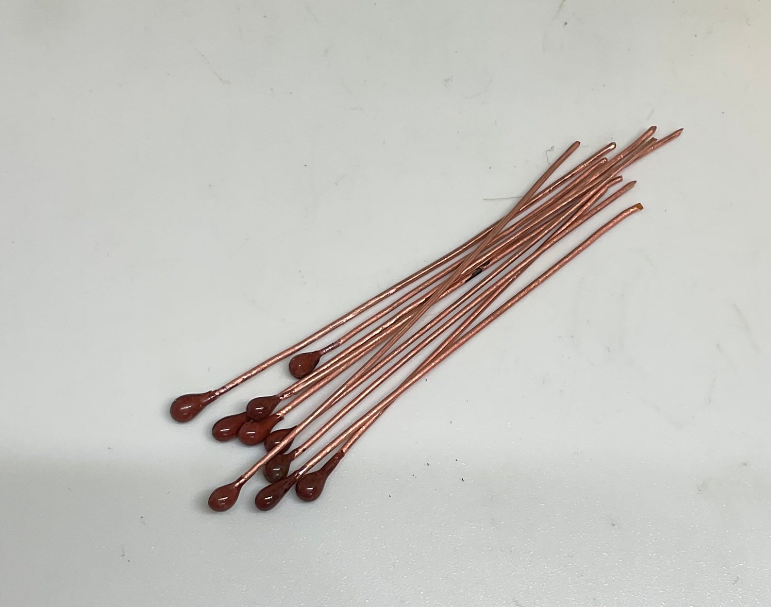 Enamelled Copper Head Pins Burgundy Red Handmade 50mm Long Etsy