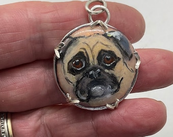 Colgante único de carlino esmaltado, joyería para amantes de los perros carlinos