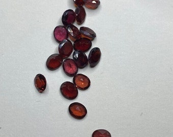 4 x Oval Cut, Natural Garnets, 5 x 4mm Loose Faceted Gemstones, Free Postage