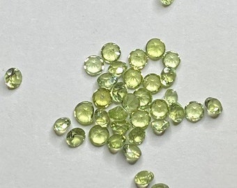 6 x Round Cut, Natural Peridots, 2mm Loose Faceted Gemstones, Free Postage