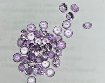 4 x Round Cut, Natural Amethysts, 5mm Loose Faceted Gemstones, Free Postage