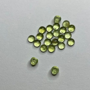 5 x Round, Natural Peridot Cabochon, Flat Backs, 3 - 3.25mm Loose Gemstones, Free Postage