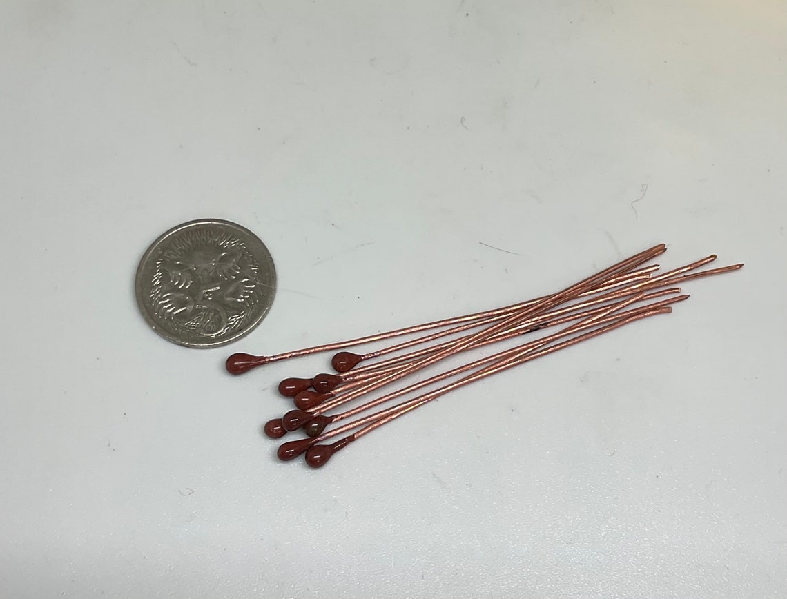 Enamelled Copper Head Pins Burgundy Red Handmade 50mm Long Etsy