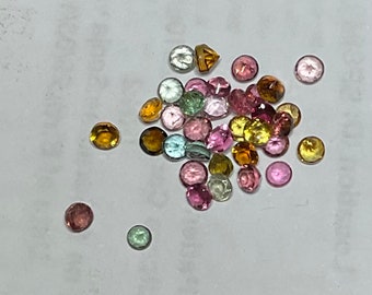 5 x Round Cut, Natural Tourmaline 2 - 3.5mm Loose Faceted Gemstones, Free Postage