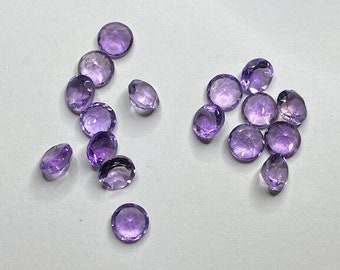 3 x Round Cut, Natural Amethysts, 7mm Loose Faceted Gemstones, Free Postage