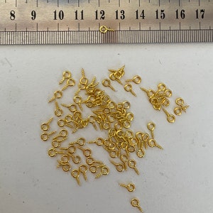 Viti Con Occhiello Placcate Oro 18K - 150 Pz Per Bigiotteria Fai Da Te - Foto 2