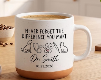 Gepersonaliseerde mok voor dierenartsen, cadeau voor dierenartsassistenten, koffiemok met eigen naam voor dierenartsen, kerstcadeau of bedankje voor afstuderen van een dierenarts