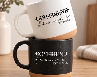 Mug de fiançailles personnalisé, tasse à café pour fiancé(e) avec date personnalisée, cadeau de fiançailles pour couple, souvenir pour futurs époux