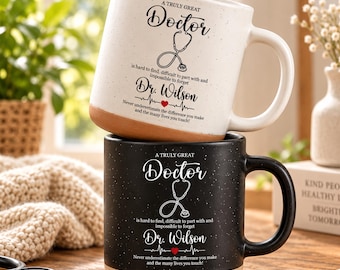 Personalized Doctor Mug, Custom Name Ceramic Coffee Cup, Doctor Appreciation Thank You Gift, Medical Retirement Gift for Physician