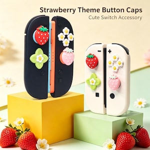 Strawberry Silicone Thumb Grips for Switch 2, Joy-Con Analog Caps, Protective Joystick Covers