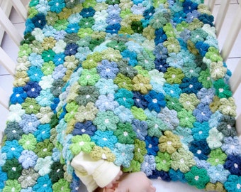 Newborn PDF Crochet Pattern - Floral Baby Blanket Pattern - Crochet Flowers Afghen Pattern - Make your own baby shower gift