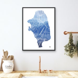 Impression de carte du lac Massapoag - Sharon, MA • Poster d'art mural • Dessiné à la main • Cadeau unique