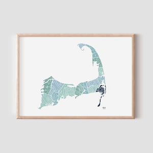 Chatham, Cape Cod Kartendruck • Massachusetts Wandkunst Poster • Handgezeichnete Typografie • Einzigartiges Geschenk