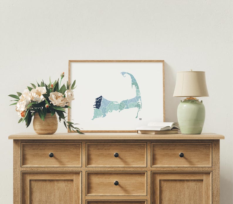 Bourne, Cape Cod Map Print Massachusetts Wall Art Poster Hand Drawn