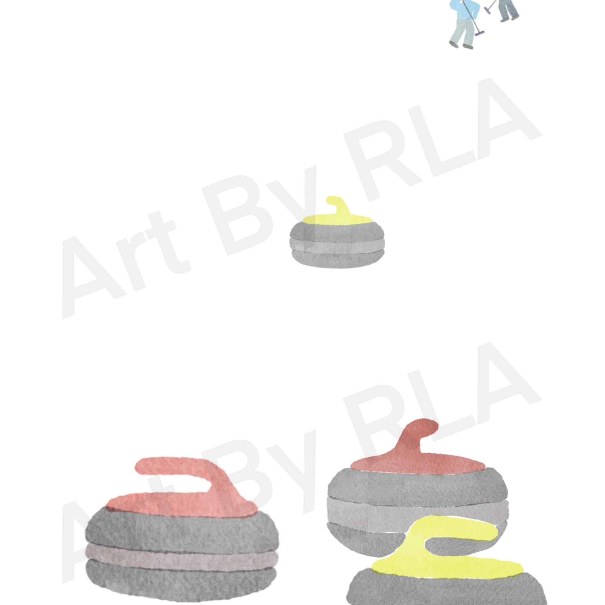Watercolor Curling Painting · Hand Drawn Print · Gift for Curlers · 5x7 ...