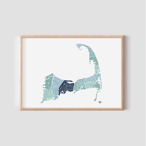Barnstable, Cape Cod Karte Druck • Massachusetts Wand Kunst Poster • Handgezeichnete Typografie • Einzigartiges Geschenk