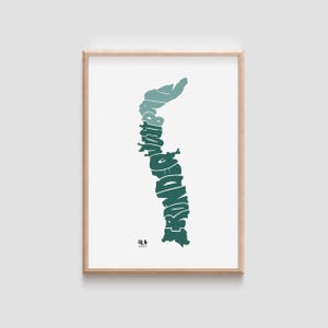Impression de carte typographique dessinée à la main d'Irondequoit Bay • Poster d'art mural • Cadeau unique