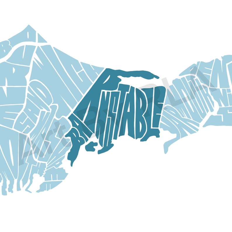 Barnstable, Cape Cod Map Print Massachusetts Wall Art Poster Hand Drawn