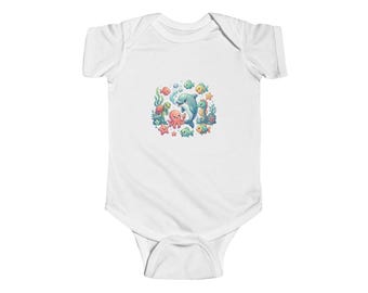 Colorful Sea Creatures Infant Bodysuit | Cute Ocean Animal Onesie