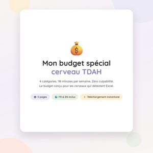 Budget TDAH Pdf Imprimable 4 Categories Simples | Suivi Depenses Sans Culpabilite Non Date | ADHD Friendly Bilingue Fr En