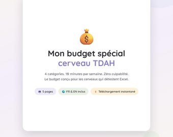 PDF stampabile per la gestione del budget in caso di ADHD: 4 semplici categorie | Monitoraggio delle spese senza sensi di colpa | Bilingue (francese e inglese) adatto a persone con ADHD