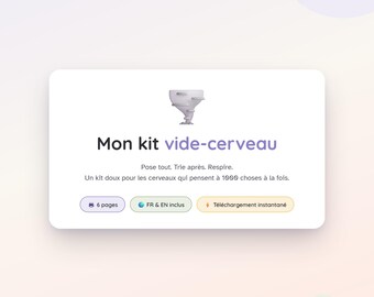 Kit stampabile in PDF per la gestione del cervello in caso di ADHD, strumento per la gestione del cervello in caso di ADHD, pianificatore per il sovraccarico mentale, organizzazione del cervello neuroatipico (francese e inglese)