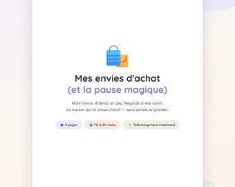 Strumento PDF per monitorare gli acquisti impulsivi in caso di ADHD, strumento stampabile per il monitoraggio delle spese in caso di ADHD, pianificatore anti-compulsivo per acquisti delicati, download immediato in francese