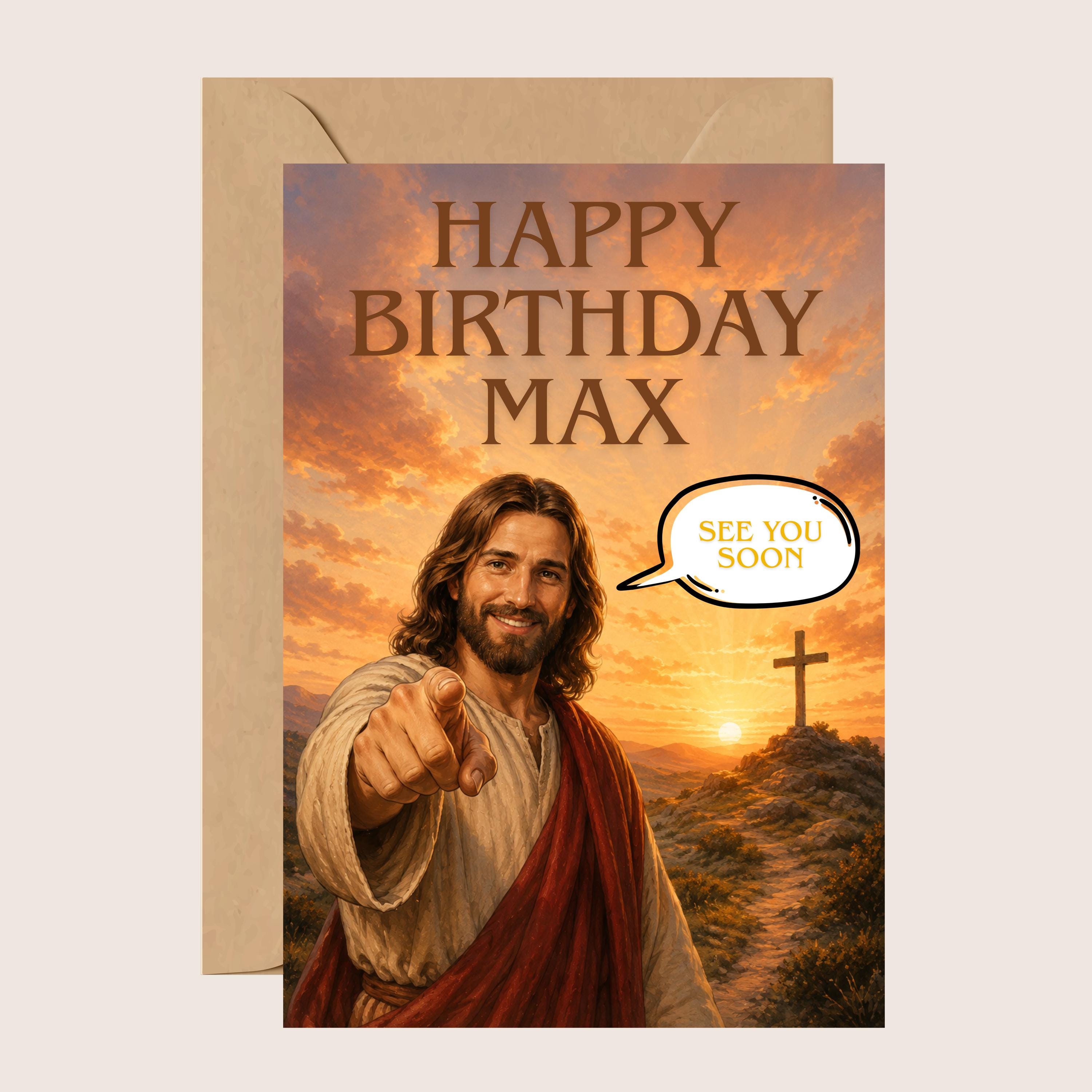 Personalised Jesus Birthday Card - Funny Greetings Cards (Physical Print)