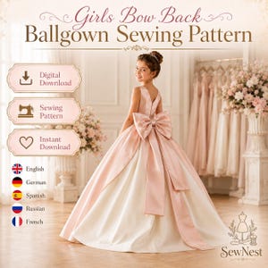 Luxury Girls Ball Gown Sewing Pattern PDF | Princess Flower Girl Dress Tutorial | Formal Party Dress Digital Download Pattern