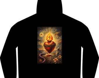 Sacred Heart Cross Illustration Hoodie | Unisex Zip-Up Hoodie