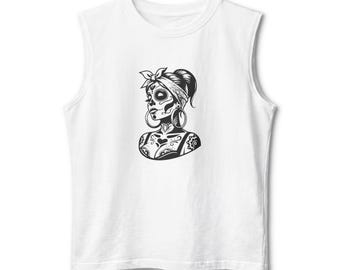 Sugar Skull Portrait Muscle Tank | Unisex Tee