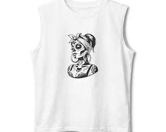 Sugar Skull Portrait Muscle Tank | Unisex Tee