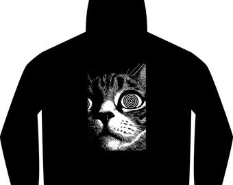 Hypnotic Cat Face Hoodie | Unisex Zip-Up Hoodie