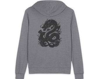 Black Dragon Illustration Hoodie | Unisex Zip-Up Hoodie