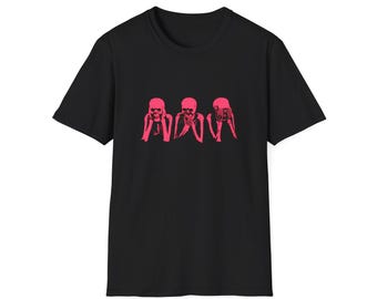 Three Neon Pink Skulls T-Shirt | Unisex Tee