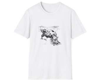 Bull Rider Saves Girl Illustration T-Shirt | Unisex Tee